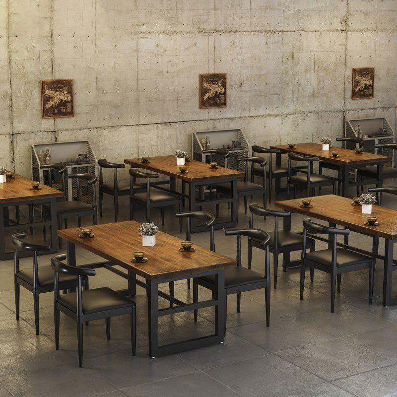 Industrial Solid Wood Dining Table Trestle Base Dining Site Table for Home Clearhalo ' dining_table' 'Dining Tables & Seating' 'Dining Tables' 'furn' 'furn_dining_table' 'Furniture' 'furniture_dining_table' 'Kitchen & Dining Furniture' 'kitchen&dining_furn' 'kitchen' 'kitchen_dining_table' 1200x1200_ca313bec-e347-464e-b969-20adffc48a71