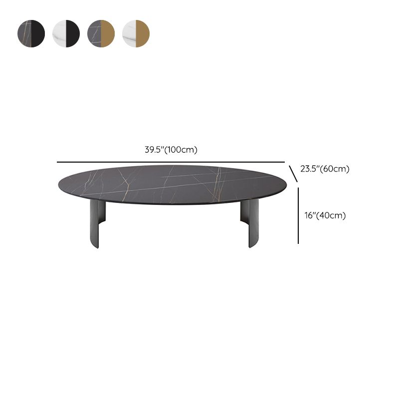 Oval Slate Coffee Table Glam 2 Legs Coffee Cocktail Table, 15.74" High Clearhalo 'Coffee & Accent Tables' 'Coffee Tables' 'coffee_tables' 'furn' 'furn_coffee_tables' 'Furniture' 'Living Room Furniture' 1200x1200_ca3143ae-df33-40b2-affd-2b73be14e77e