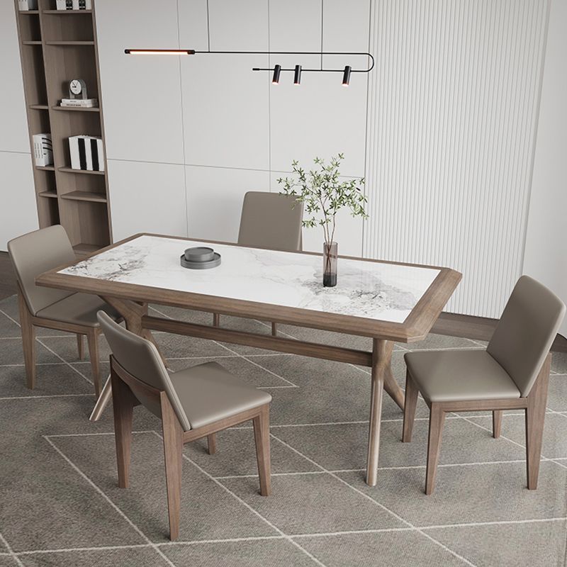 Contemporary Style 1/2/3/5/7 Pieces Dining Chairs Set Rectangle Stone Furniture in White