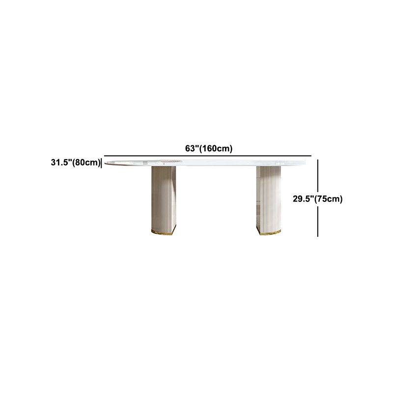 Table à manger en pierre moderne table ovale avec base de traîneau en blanc
