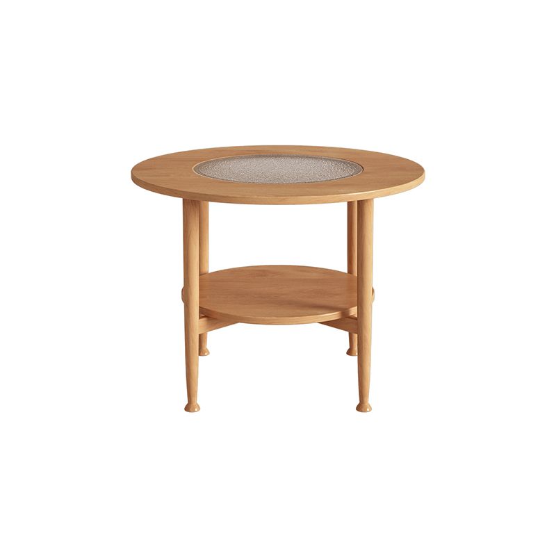 Mesa de café de madera y vidrio nórdica 4 patas de café con almacenamiento