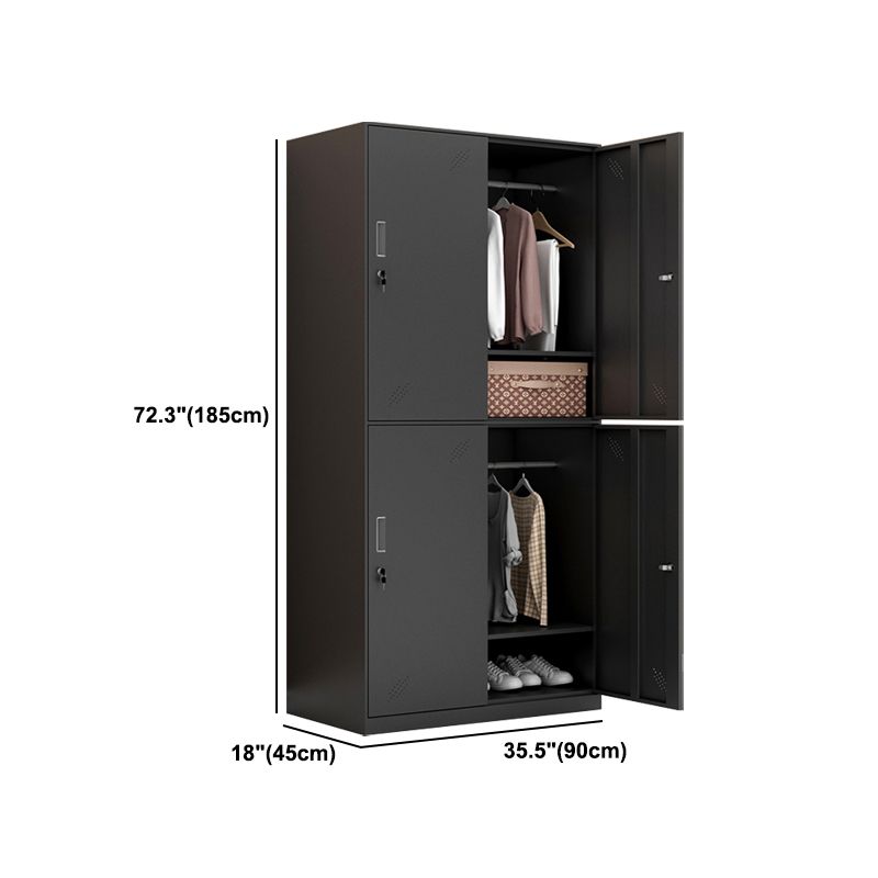 Metal Industrial Cabinet with Hinged Door Black Steel Storage Cabinet for Home Clearhalo 'Armoires & Wardrobes' 'armoires_wardrobes' 'Bedroom Furniture' 'furn' 'furn_armoires_wardrobes' 'Furniture' 1200x1200_ca382bd6-4ee5-41f3-badd-9ef463aa66c2