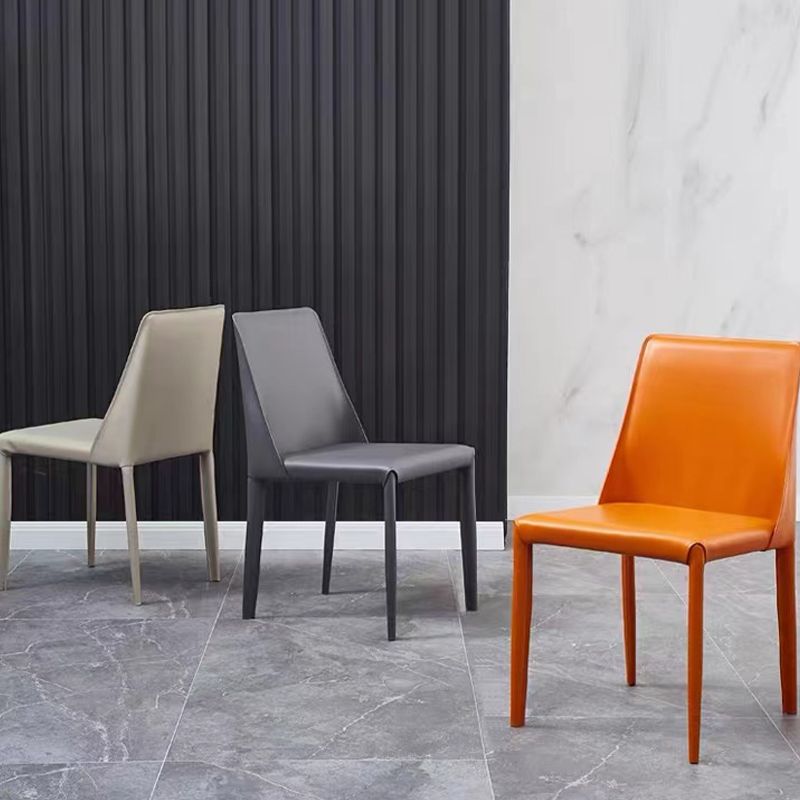 Contemporary Armless Home Side Chair Faux Leather Low Back Dining Chair