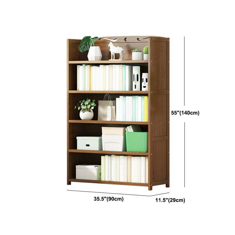 Modern Bamboo Shelf Bookcase Brown Closed Back Book Shelf for Study Room Clearhalo 'Bookcases' 'furn' 'furn_bookcases' 'Furniture' 'Office Furniture' 1200x1200_ca3b9318-94f5-49e2-9024-a9ce60833be6