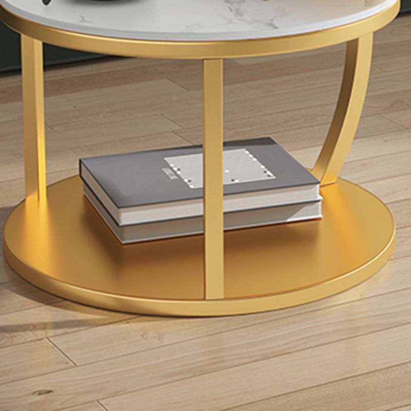 Contemporary Coffee Table Round Stone Top Extendable Coffee Cocktail Table Clearhalo 'Coffee & Accent Tables' 'Coffee Tables' 'coffee_tables' 'furn' 'furn_coffee_tables' 'Furniture' 'Living Room Furniture' 1200x1200_ca3bdd85-9a53-4672-b4c0-42c66948ed2b