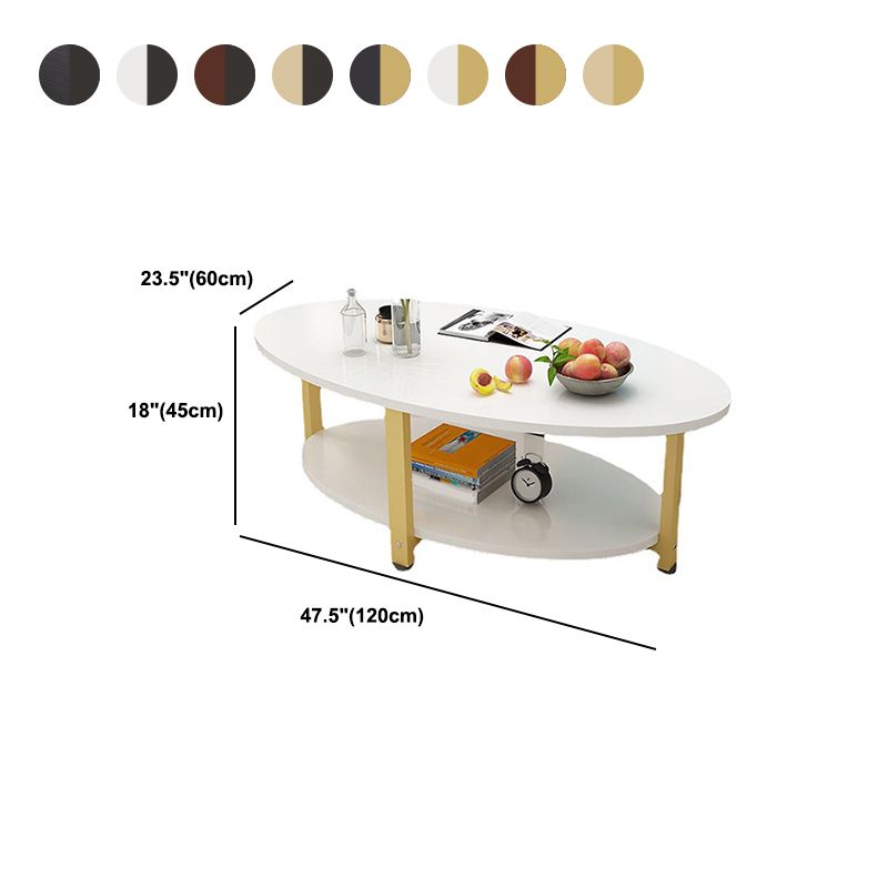 Solid Wood 4 Legs Coffee Table Modern Oval Coffee Table with Storage Clearhalo 'Coffee & Accent Tables' 'Coffee Tables' 'coffee_tables' 'furn' 'furn_coffee_tables' 'Furniture' 'Living Room Furniture' 1200x1200_ca3c63c8-ead1-4c7e-a11c-a366111079dc
