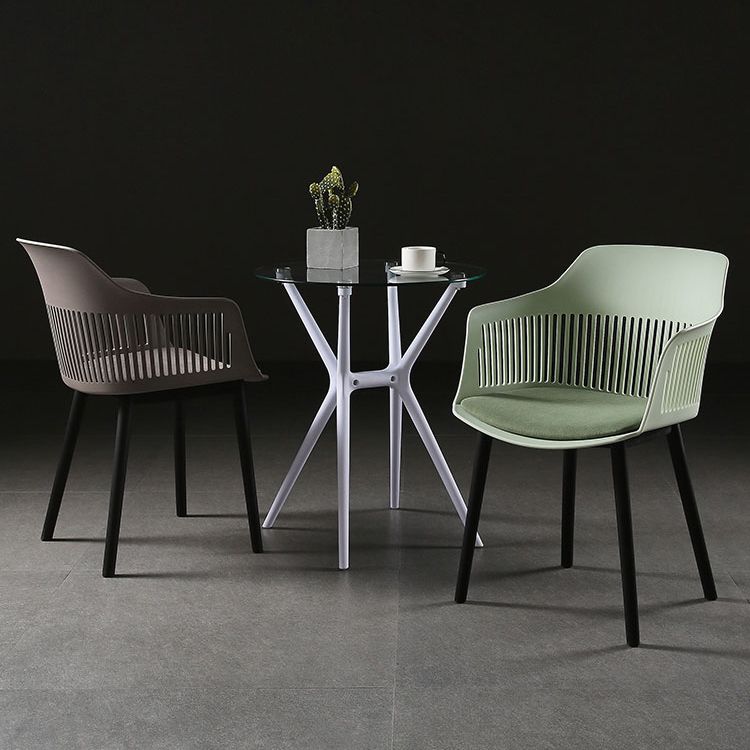 Contemporary Slat Back Arm Chair Matte Finish Metal Chair for Patio Clearhalo ' kitchen&dining_furn' 'Dining Chairs' 'Dining Tables & Seating' 'dining_chair' 'furn' 'furn_dining_chair' 'Furniture' 'furniture_dining_chair' 'Kitchen & Dining Furniture' 'kitchen' 1200x1200_ca3d4c06-9de3-48a2-8a7e-4d735776b3c1
