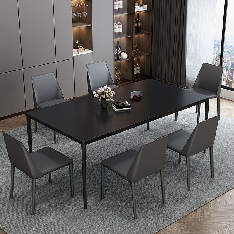 Sintered Stone Dining Table Modern Style 4 Legs Base Rectangle Table for Home Clearhalo ' dining_table' 'Dining Tables & Seating' 'Dining Tables' 'Furniture' 'furniture_dining_table' 'Kitchen & Dining Furniture' 'kitchen&dining_furn' 'kitchen' 'kitchen_dining_table' 1200x1200_ca3dddb4-7ffb-4f93-8a01-319c9dfd90b7