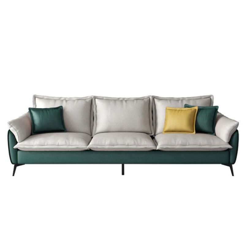 Modern 34.25" H Faux Leather Pillow Top Arm Sofa for Living Room