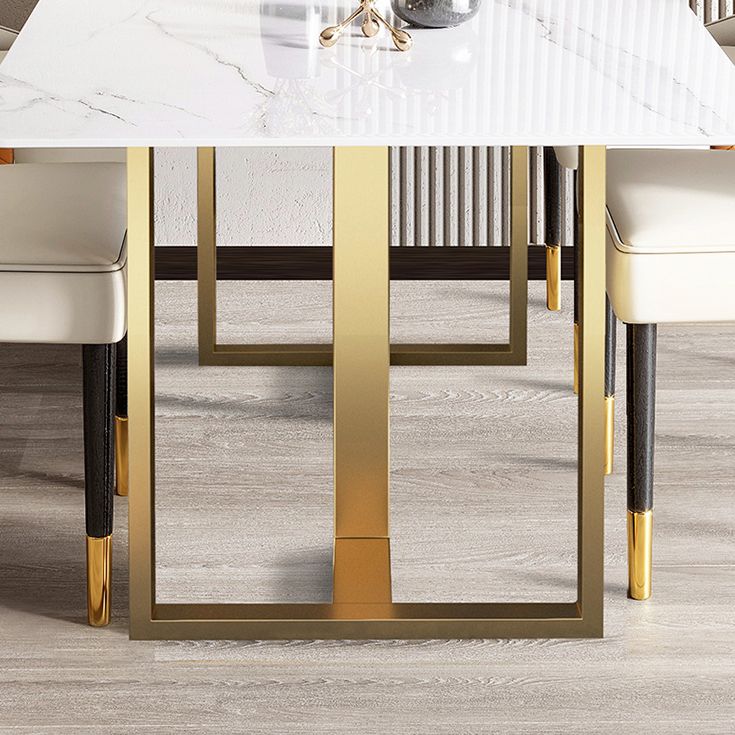 Metal Contemporary Rectangular Dining Table Sintered Stone Top Table for Dining Room Clearhalo ' dining_table' 'Dining Tables & Seating' 'Dining Tables' 'furn' 'furn_dining_table' 'Furniture' 'furniture_dining_table' 'Kitchen & Dining Furniture' 'kitchen&dining_furn' 'kitchen' 'kitchen_dining_table' 1200x1200_ca3fe335-0b93-4729-8af8-4fa324166aa5
