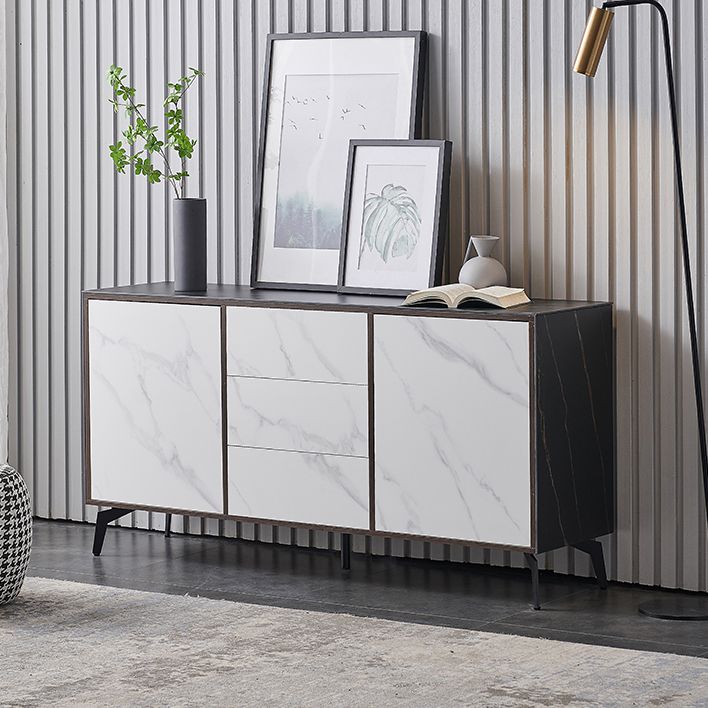 Artificial Wood comedor del comedor gabinete parador glam credenza con cajones y almacenamiento