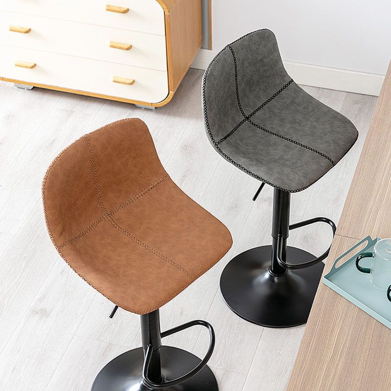 Contemporary Adjustable Height Home Stool Matte Finish Leather Barstool Clearhalo 'Bar Furniture' 'Bar Stools' 'bar_stools' 'furn' 'furn_bar_stools' 'Furniture' 'furniture_bar_stools' 'Kitchen & Dining Furniture' 1200x1200_ca44b203-2629-45d6-9d4c-67acc709a991