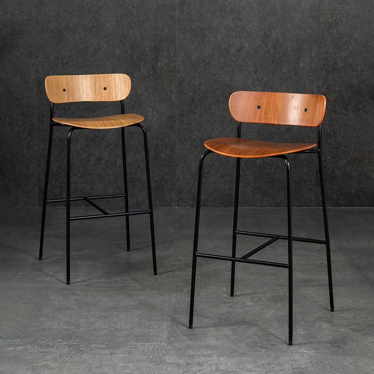 Contemporary Backrest Solid Wood and Metal Counter High Stool with 4 Legs Clearhalo 'Bar Furniture' 'Bar Stools' 'bar_stools' 'furn' 'furn_bar_stools' 'Furniture' 'Kitchen & Dining Furniture' 1200x1200_ca4512ad-de9e-4973-bc56-cfe91ff6952f