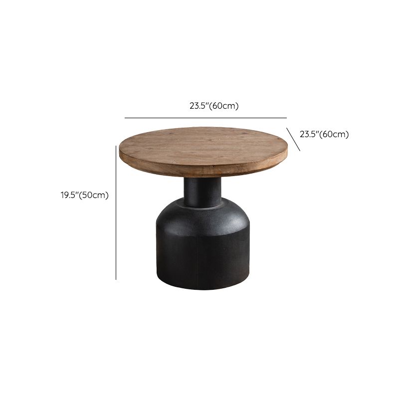 Tavolo laterale accento a forma di tamburo in legno e in metallo tavolo d'angolo in stile rustico