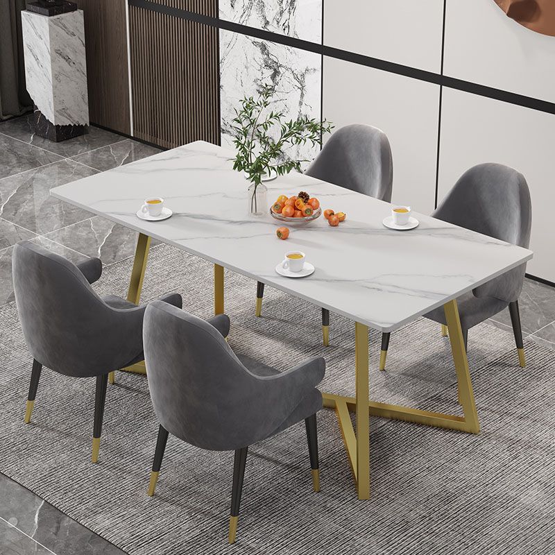 Glam Style 1/2/5 Pieces Dining Table Set Sintered Stone Table and Chair Set Clearhalo 'Dining Room Sets' 'Dining Tables & Seating' 'dining_room_set' 'furn' 'furn_dining_room_set' 'Furniture' 'furniture_dining_room_set' 'Kitchen & Dining Furniture' 'kitchen&dining_furn' 'kitchen' 1200x1200_ca471d01-3e12-456e-9012-ac0e8a1568d3
