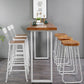 Contemporary 1/2/4/7 Pieces Bar Table Set Rectangle Wood Bar Table with Wood Stools