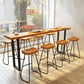 Juego de mesa de Pub rectangular Industrial de 1/5/7 piezas, mesa de mostrador de madera con taburetes sin respaldo