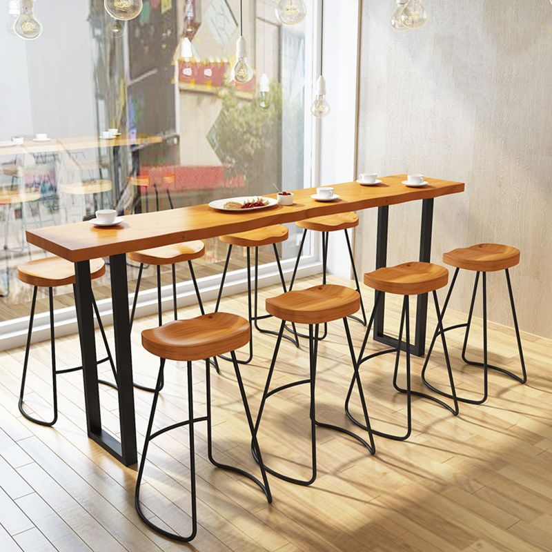 Juego de mesa de Pub rectangular Industrial de 1/5/7 piezas, mesa de mostrador de madera con taburetes sin respaldo