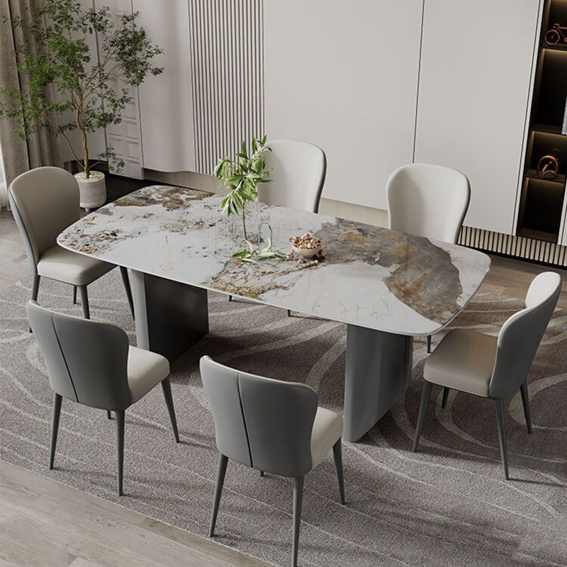 Set di tavoli da pranzo rettangolare 1/2/5/7 pezzi set da pranzo in pietra bianca per cucina