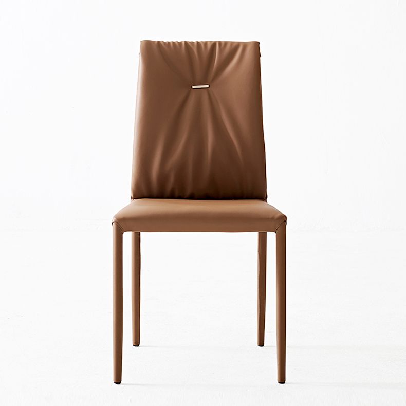 Contemporary Style Leather Dining Side Chairs Solid Back Armless Chairs (Set of 2) Clearhalo ' kitchen&dining_furn' 'Dining Chairs' 'Dining Tables & Seating' 'dining_chair' 'furn' 'furn_dining_chair' 'Furniture' 'furniture_dining_chair' 'Kitchen & Dining Furniture' 'kitchen' 1200x1200_ca496bf8-fd7c-48f2-9d55-0439adba8203