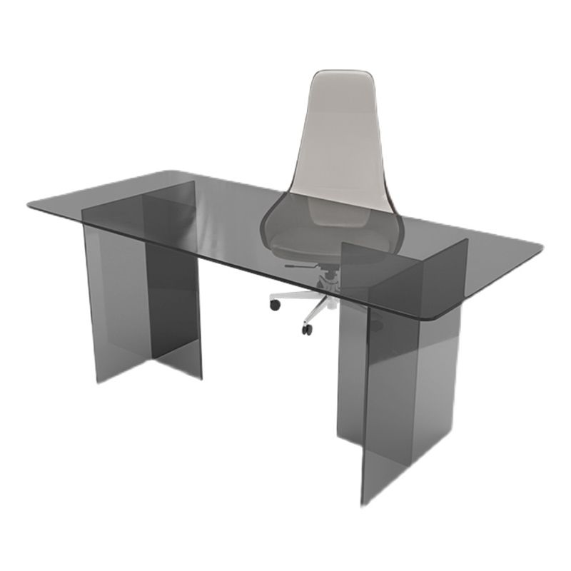 Acrylic Contemporary Rectangular Dining Table Clear Glass Table with Double Pedestal Base Clearhalo ' dining_table' 'Dining Tables & Seating' 'Dining Tables' 'furn' 'furn_dining_table' 'Furniture' 'furniture_dining_table' 'Kitchen & Dining Furniture' 'kitchen&dining_furn' 'kitchen' 'kitchen_dining_table' 1200x1200_ca4abb0e-1197-4c1b-9019-a250592d0b1e