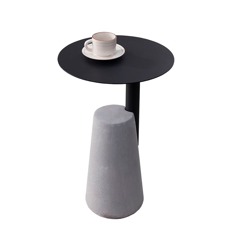 Round Iron Top End Table Concrete Pedestal Sofa Side Accent Table