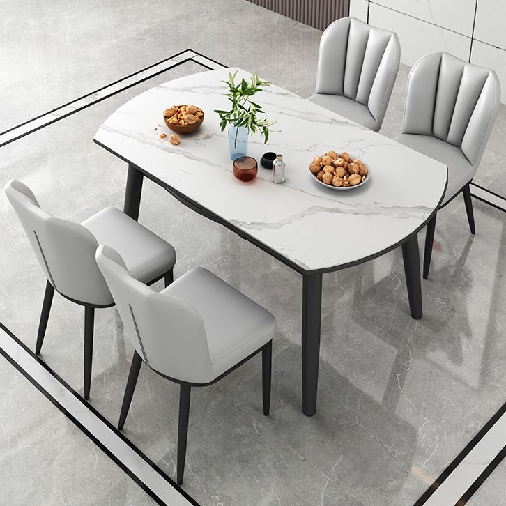 Modern Style Sintered Stone Dining Table Round Table with 4 Legs for Home Use Clearhalo ' dining_table' 'Dining Tables & Seating' 'Dining Tables' 'furn' 'furn_dining_table' 'Furniture' 'furniture_dining_table' 'Kitchen & Dining Furniture' 'kitchen&dining_furn' 'kitchen' 'kitchen_dining_table' 1200x1200_ca4c3c76-2059-4b7a-b8f3-87c6d37b5e2a