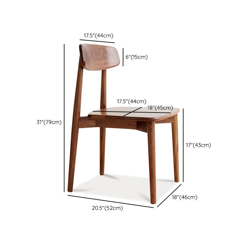 Binnen eigentijdse massief hout open rug armloze eetkamerstoel