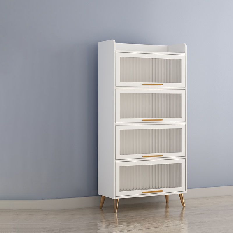 Porta di vetro Sideboard contemporanea Bianco in legno ingegnerizzato per sala da pranzo