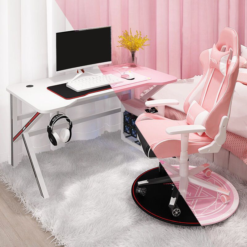 Glam Home Gaming Desk Fabricage Wood K-Shape Computer Desk