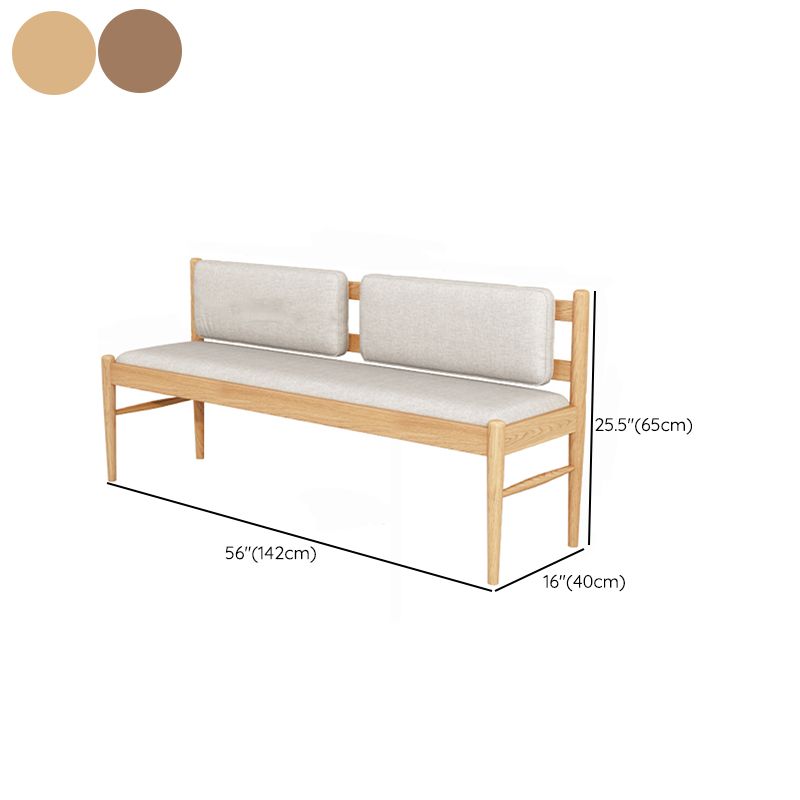 Contemporary Solid Wood Bench Cushioned Backrest Seating Bench with 4 Legs Clearhalo 'Benches' 'Chairs & Seating' 'furn' 'furn_benches' 'Furniture' 'Living Room Furniture' 1200x1200_ca55f4cd-cb45-4bac-b749-f2c3af398561