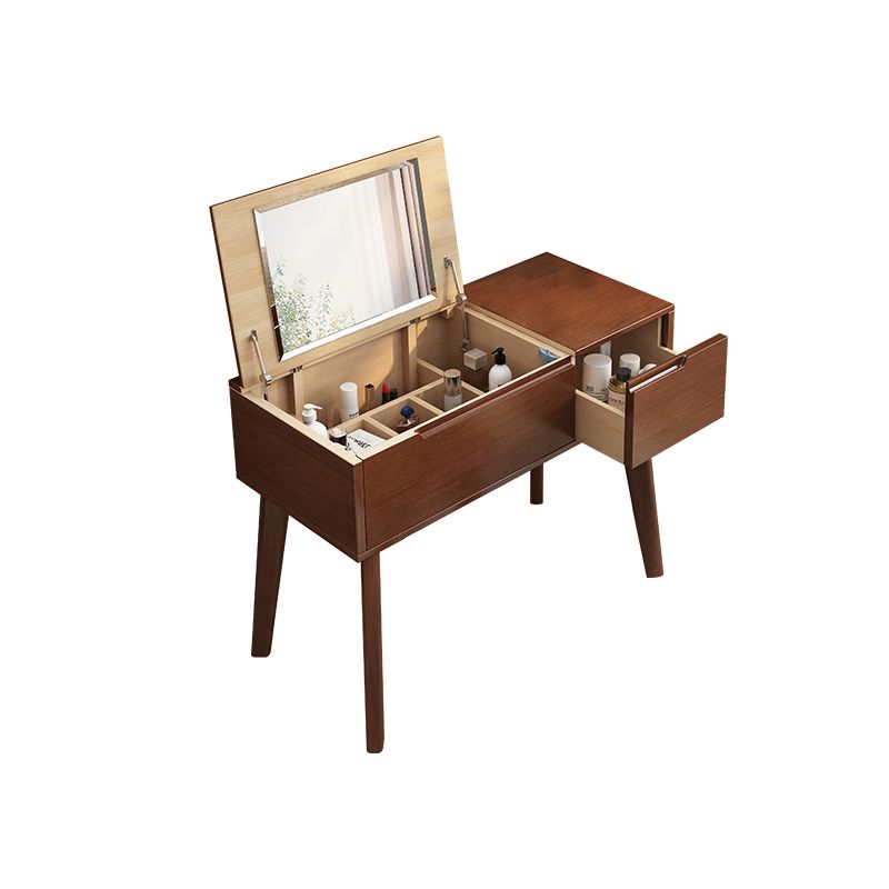 Scandinavian Wood Vanity and Stool Dressing Table with Storage