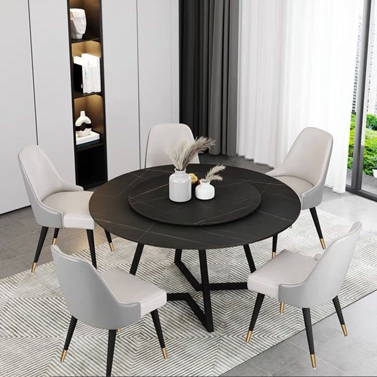 Sintered Stone Dining Table Round Modern Dining Table with Black Frame Clearhalo ' dining_table' 'Dining Tables & Seating' 'Dining Tables' 'furn' 'furn_dining_table' 'Furniture' 'furniture_dining_table' 'Kitchen & Dining Furniture' 'kitchen&dining_furn' 'kitchen' 'kitchen_dining_table' 1200x1200_ca59de76-ca20-429f-b09b-117844432a06