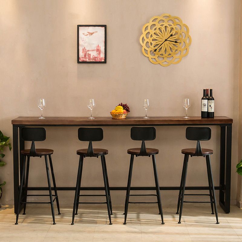 Modern Rectangle Solid Wood Bar Table Set 1/5/9 Pieces Counter Table with Black Stools Clearhalo 'Bar Furniture' 'furn' 'furn_home_bar_bar_sets' 'Furniture' 'Home Bars & Bar Sets' 'home_bar_bar_sets' 'Kitchen & Dining Furniture' 1200x1200_ca59f64f-1441-4a95-9382-855a84c3857a