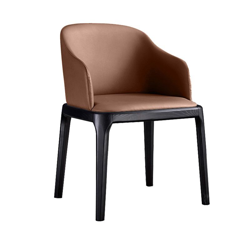 Contemporary Style Leather Chair Arm Parsons Chair with Wooden Legs for Kitchen Clearhalo ' kitchen&dining_furn' 'Dining Chairs' 'Dining Tables & Seating' 'dining_chair' 'furn' 'furn_dining_chair' 'Furniture' 'furniture_dining_chair' 'Kitchen & Dining Furniture' 'kitchen' 1200x1200_ca59f781-0166-48c7-992a-ad873300dddb