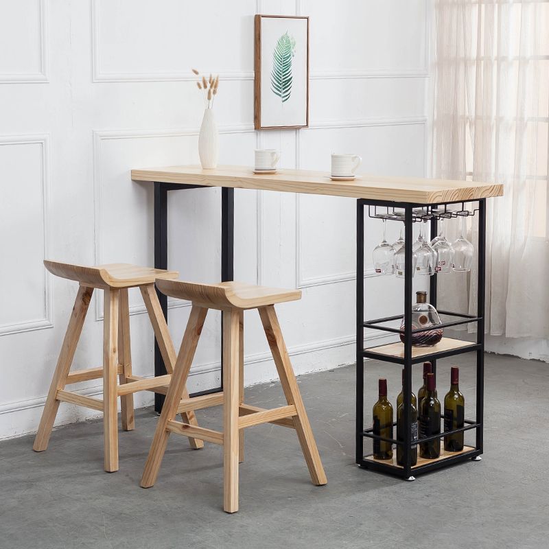 Moderner, rechteckiger Bartisch aus Kiefernholz, verstaubarer Tisch für das Wohnzimmer