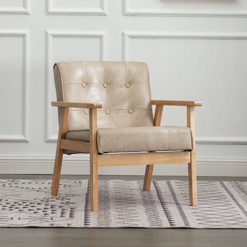 Modern 25.5"W PU Arm Chair with Basic Four Legs and Tufted Back