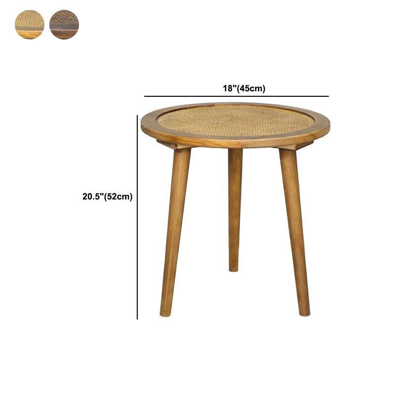 French Rustic Round Rattan Top Side Table 3 Legs Wooden End Table Clearhalo 'Coffee & Accent Tables' 'End & Side Tables' 'end_side_tables' 'furn' 'furn_end_side_tables' 'Furniture' 'Living Room Furniture' 1200x1200_ca5d8377-4561-408f-8777-6bba2d4c9033