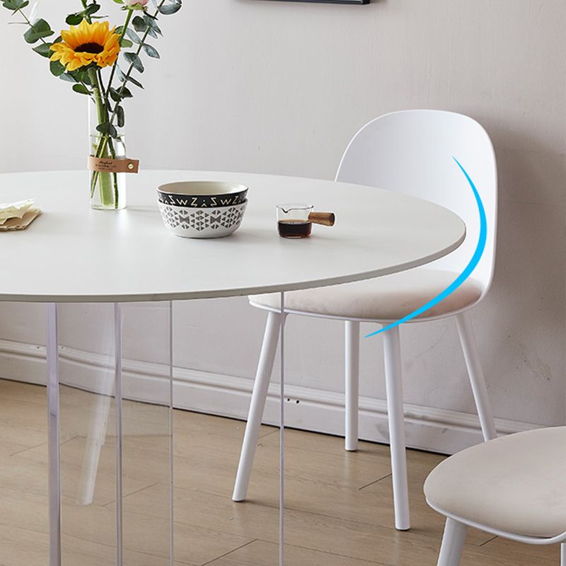 Modern Dining Set 1/3/4/5 Pcs Round Dining Table with Side Chairs in White Clearhalo 'Dining Room Sets' 'Dining Tables & Seating' 'dining_room_set' 'furn' 'furn_dining_room_set' 'Furniture' 'Kitchen & Dining Furniture' 1200x1200_ca5de260-3b10-4cfc-8b10-a29d814a7521