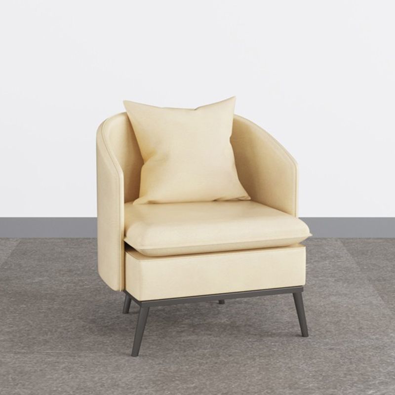 Genuine Leather Accent Armchair Basic Four Legs Pillow Back Chair Clearhalo 'Accent Chairs' 'accent_chairs' 'Chairs & Seating' 'furn' 'furn_accent_chairs' 'Furniture' 'Living Room Furniture' 1200x1200_ca5eba6e-8fa6-4d19-9c86-e9a0f78f4e92