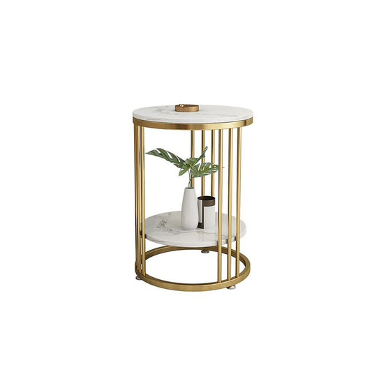 Mesa de acento de mármol con faux contemporáneo Mesa de noche 21.65 "Cama de altura Nightsand