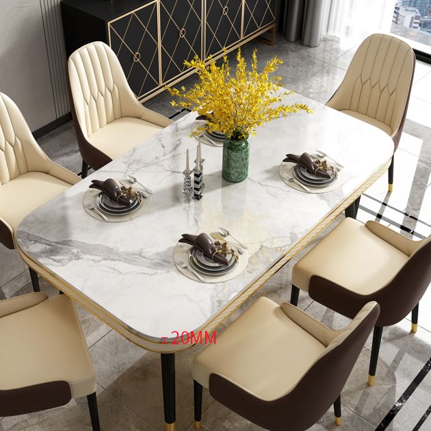 Contemporary Dining Table Sets with Sintered Stone Table and Cushion Chairs Clearhalo 'Dining Room Sets' 'Dining Tables & Seating' 'dining_room_set' 'furn' 'furn_dining_room_set' 'Furniture' 'furniture_dining_room_set' 'Kitchen & Dining Furniture' 'kitchen&dining_furn' 'kitchen' 1200x1200_ca6107cf-4281-40ad-9724-45a0497f447b