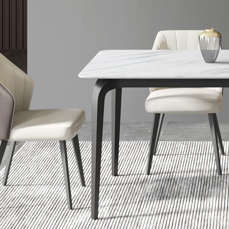 Stone Top Dining Table Traditional Luxury Dining Table with 4 Legs