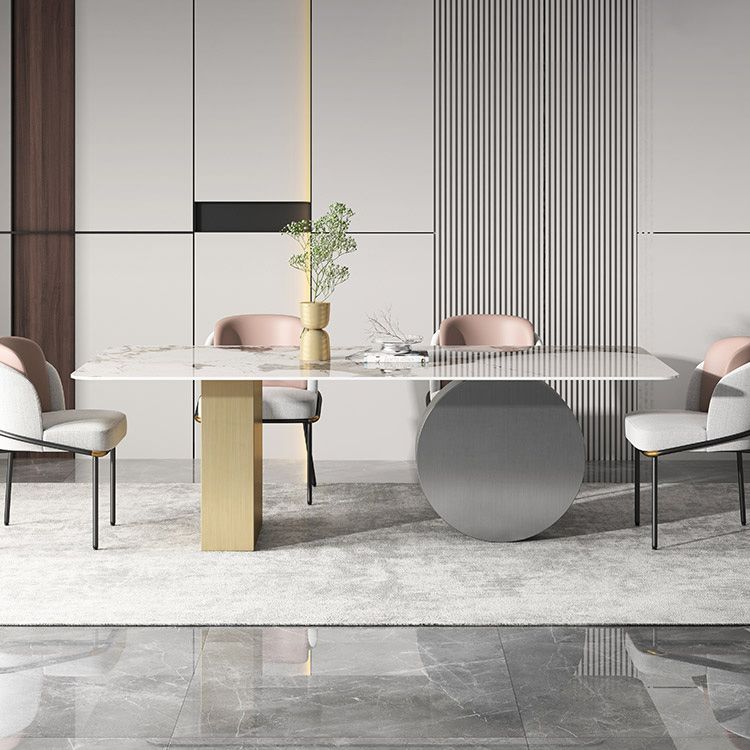 Sintered Stone Minimalist Dining Room Set with Rectangle Table and Metal Base Table Furniture Clearhalo ' dining_table' 'Dining Tables & Seating' 'Dining Tables' 'Furniture' 'furniture_dining_table' 'Kitchen & Dining Furniture' 'kitchen&dining_furn' 'kitchen' 'kitchen_dining_table' 1200x1200_ca62718e-443c-4e31-9e26-de9af2d3f72a