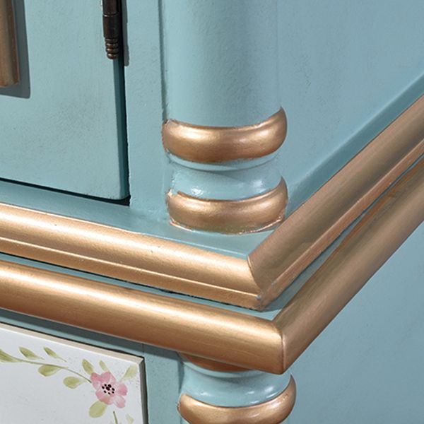 Armoire en bois fini mate avec armoire de rangement côtière à tige de vêtements avec portes à charnière