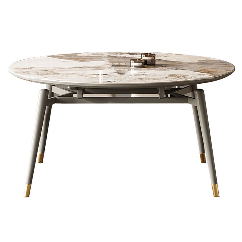 4-foot Stone Dinette Table Contemporary Round Dining Table with Drop Leaf Clearhalo ' dining_table' 'Dining Tables & Seating' 'Dining Tables' 'furn' 'furn_dining_table' 'Furniture' 'furniture_dining_table' 'Kitchen & Dining Furniture' 'kitchen&dining_furn' 'kitchen' 'kitchen_dining_table' 1200x1200_ca65ef24-f3cb-4004-8f72-917d6133784a