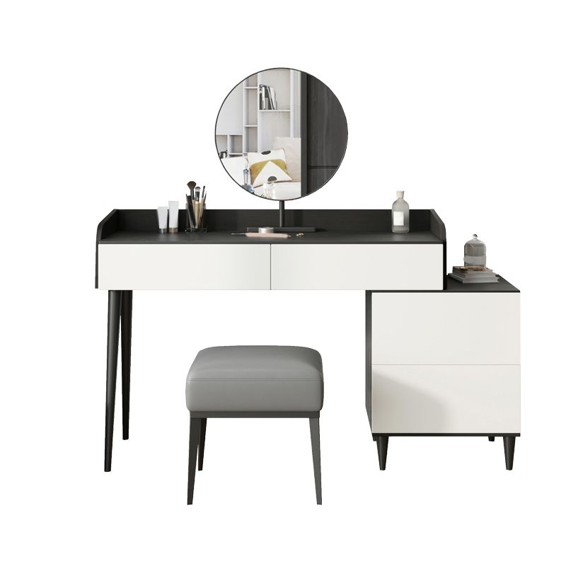 Contemporary White Makeup Table With Drawers 15.74 W x 30.70" H for Bedroom