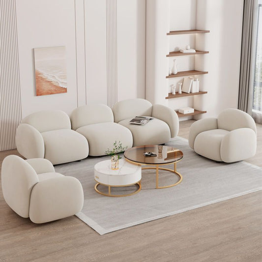 Glam Sace Square Arm White Kissen Standard Wohnzimmer Sofa