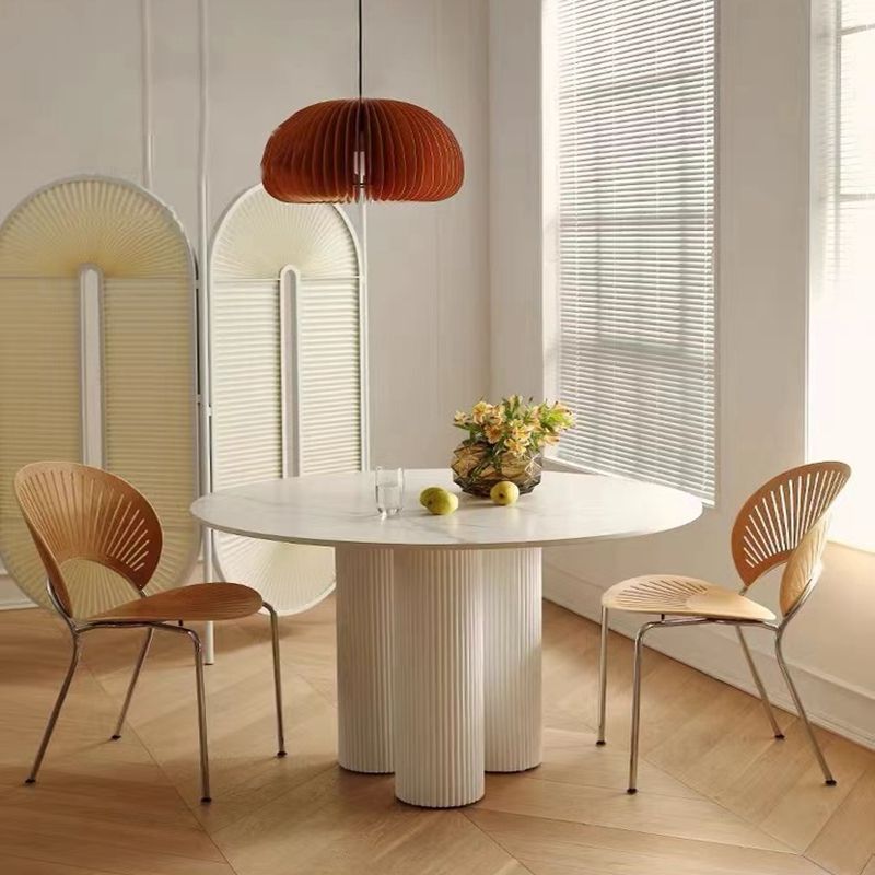 Table de salle à manger ronde Table de cuisine fixe blanche contemporaine