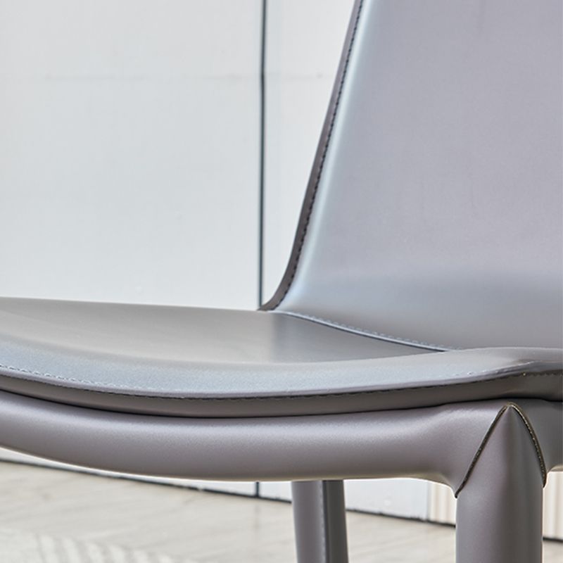Metal Modern Indoor Side Chair Solid Back Dining Chair with 4Legs